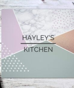 Personalised Geometric Glass Chopping Board/Worktop Saver