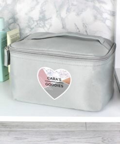 Personalised Geometric Grey Vanity Bag