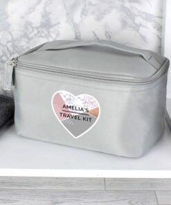 Personalised Geometric Grey Vanity Bag