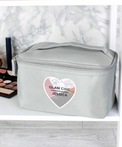Personalised Geometric Grey Vanity Bag