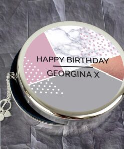 Personalised Geometric Round Trinket Box