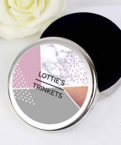 Personalised Geometric Round Trinket Box