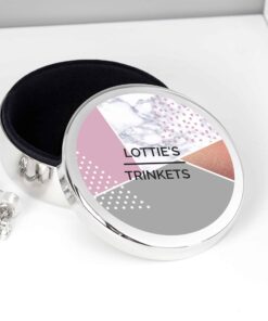 Personalised Geometric Round Trinket Box