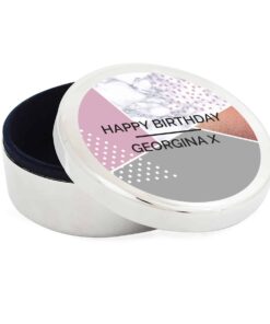 Personalised Geometric Round Trinket Box