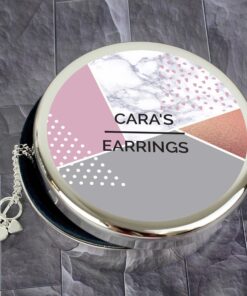 Personalised Geometric Round Trinket Box