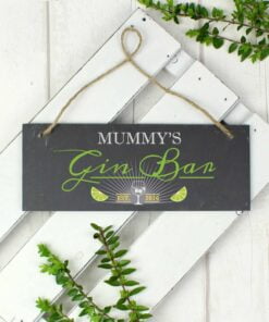 Personalised “”Gin Bar”” Printed Hanging Slate Plaque