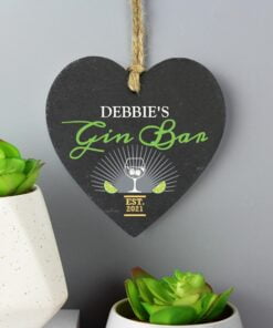 Personalised Fairy Garden Slate Heart Decoration