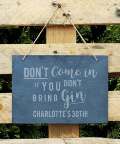 Personalised Gin Large Hanging Slate Sign