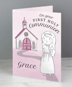 Personalised Girls First Holy Communion Card