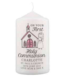 Personalised Girls First Holy Communion Pillar Candle