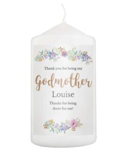Personalised Godmother ‘Floral Watercolour’ Pillar Candle
