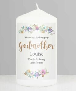 Personalised Godmother ‘Floral Watercolour’ Pillar Candle