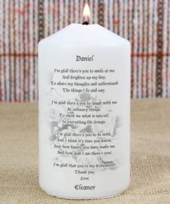 Personalised Godparent Pillar Candle