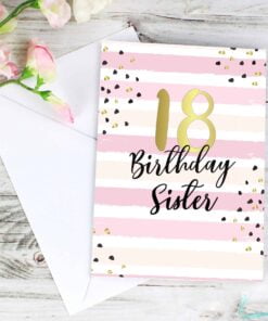 Personalised Gold and Pink Stripe Birthday Card