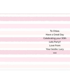 Personalised Gold and Pink Stripe Birthday Card