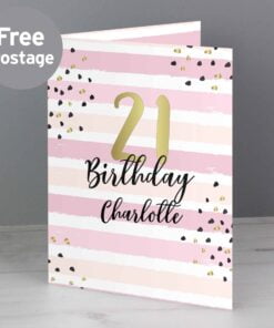 Personalised Gold and Pink Stripe Birthday Card