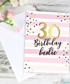 Personalised Gold and Pink Stripe Birthday Card