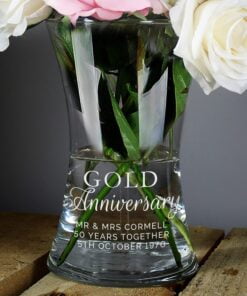 Personalised ‘Gold Anniversary’ Glass Vase
