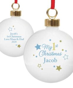 Personalised Gold & Blue Stars My 1st Christmas Bauble