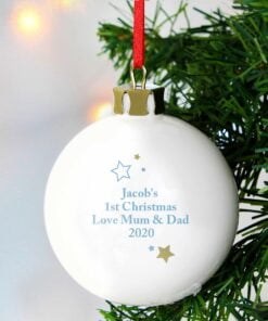 Personalised Gold & Blue Stars My 1st Christmas Bauble
