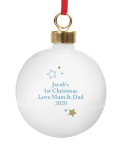 Personalised Gold & Blue Stars My 1st Christmas Bauble