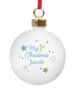 Personalised Gold & Blue Stars My 1st Christmas Bauble