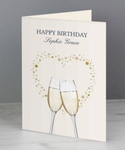 Personalised Gold Champagne Flutes Card