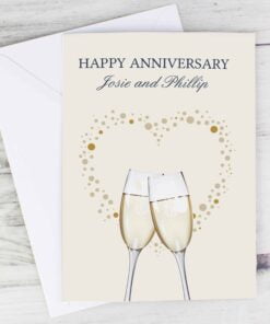 Personalised Gold Champagne Flutes Card