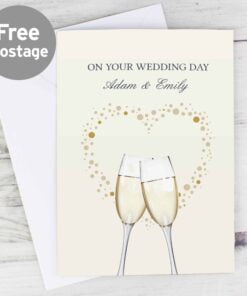 Personalised Gold Champagne Flutes Card
