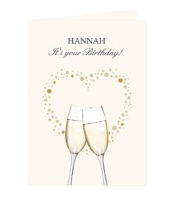 Personalised Gold Champagne Flutes Card