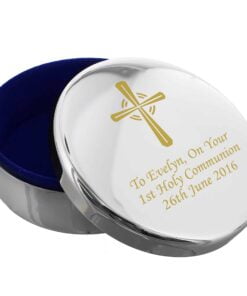 Personalised Gold Cross Trinket Box – Ideal For Rosary Beads