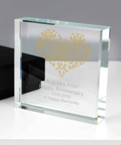 Personalised Gold Damask Heart Large Crystal Token