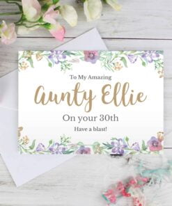 Personalised Gold Floral Watercolour Card