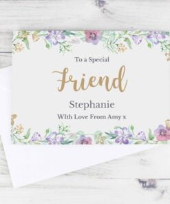 Personalised Gold Floral Watercolour Card