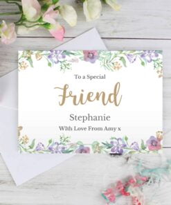 Personalised Gold Floral Watercolour Card