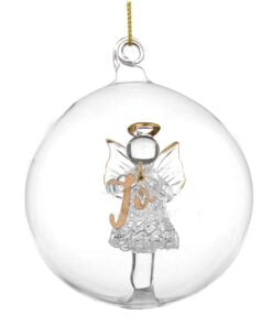 Personalised Gold Glitter Name Only Angel Glass Bauble
