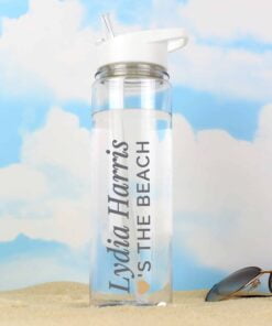 Personalised Gold Heart Island Water Bottle