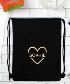 Personalised Gold Heart Swim & Kit Bag