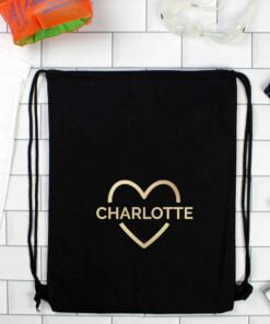 Personalised Gold Heart Swim & Kit Bag