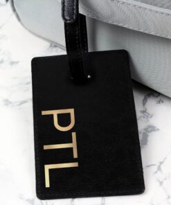 Personalised Gold Initials Black Luggage Tag