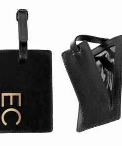 Personalised Gold Initials Black Luggage Tag