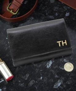 Personalised Gold Initials Black Purse