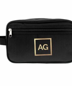 Personalised Gold Initials Black Vanity Bag