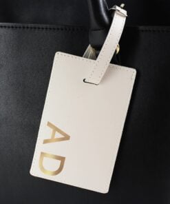 Personalised Gold Initials Cream Luggage Tag