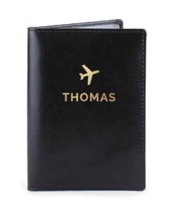 Personalised Gold Name Black Passport Holder
