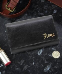 Personalised Gold Name Black Purse