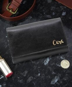 Personalised Gold Name Black Purse