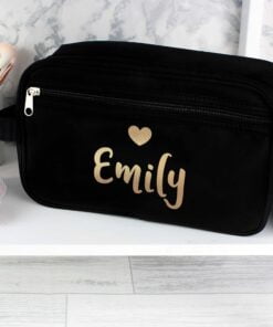 Personalised Gold Name Black Vanity Bag