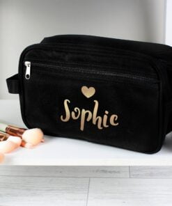 Personalised Gold Name Black Vanity Bag