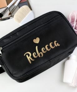 Personalised Gold Name Black Vanity Bag